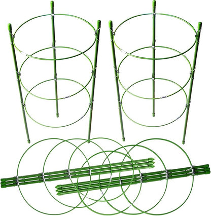 LEOBRO 4 PCS Plant Support Cages, Tomato Cages, Metal Garden Plant Support Ring, Plant Trellis, Plant Stakes for Tomato, Climbing Plant, Flower, Seedlings, 17.7" High, 7.1"/7.87"/8.66" Inner Diameter