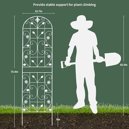Trellis for Climbing Plants Outdoor, （2 Pack 70.8x19.6-inch）, Generic Metal Garden Trellis, Rustproof, Easy Assembly,（White）