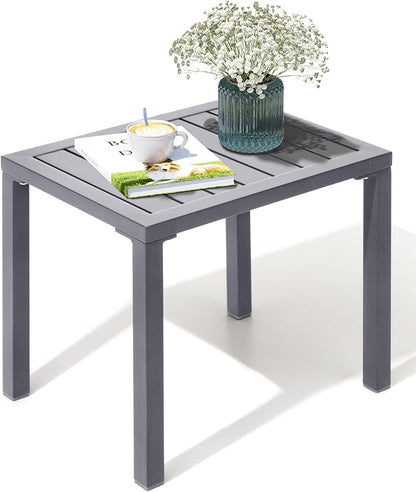 Crestlive Products Outdoor Side Table,Aluminum Rectangular Side/End Table, Small Patio Coffee Bistro Table for Outdoor Indoor