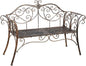 HLC Garden Bench Metal Outdoor Benchs for Front Porch Patio Park Yard 2 Seats Bench with Backrest and Armrests (Antique Bronze)