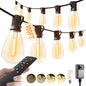 luckystyle 100FT LED Outdoor String Lights with Remote, 35+ 1 Shatterproof Bulbs Waterproof and Dimmable Patio Lights for Porch, Garden, Backyard, Deck, Balcony, 2200K Hanging Lighting