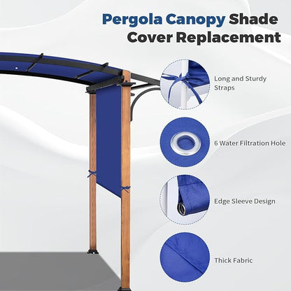 Universal Waterproof Pergola Canopy Shade Cover Replacement - 17'x6.8' Outdoor Sun Shades Canopy Top for Patio Gazebo Deck Balcony Porch, Cover Only (Blue)