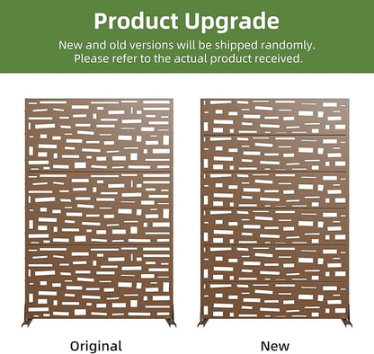 Casaphoria Metal Privacy Screen Outdoor, 72" H x 47" W Freestanding Decorative Privacy Screen for Patio Deck Balcony Garden with Stable Base, Brown-Gerald