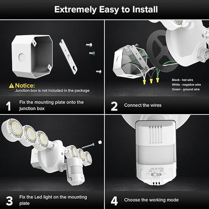 SANSI 55W Motion Sensor Outdoor Lights 7000LM Super Bright LED Security Lights, 5000K Dusk to Dawn Flood Light, 4 Modes,Wide 320°Angle Illumination, for Yard, Patio, Garage, Doorways Wired Not Solar