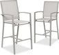 Best Choice Products Outdoor Bar Stools Set of 2, Bar Height, Patio Furniture, All Weather Mesh Design w/Armrest - Gray/Gray