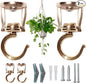 ONIKK Ceiling Hooks for Hanging Plants (2 PCS Gold), Heavy Duty Metal Plant Hooks, Screw in Hooks for Hanging Birdfeeders, Lamps, Planters, Indoor Outdoor Wall Baskets Hooks up to 33 lbs