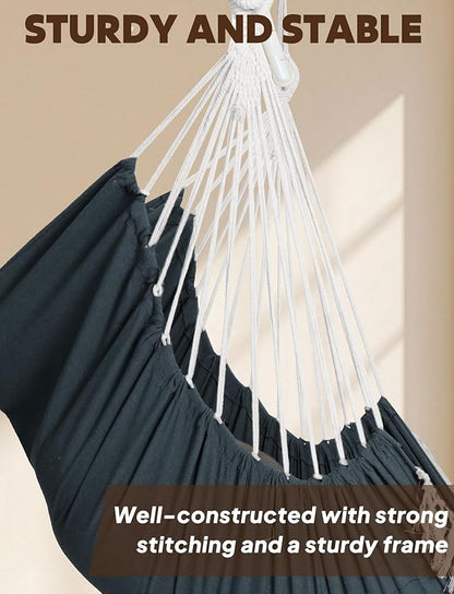 Chihee Hammock Chair Hanging Swing Max 500 Lbs 2 Cushions Included Steel Spreader Bar with Anti-Slip Grooves Portable Hanging Chair Side Pocket Large Macrame Bohemian Chair Indoor Outdoor