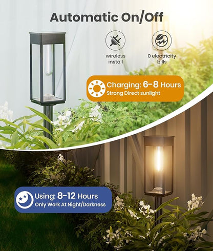 Solar Pathway Lights Outdoor, 2 Pack Bright Solar Lights Outdoor, IP65 Waterproof Solar Garden Lights Solar Powered Landscape Lighting for Yard Patio Walkway Driveway Pathway (Warm White)