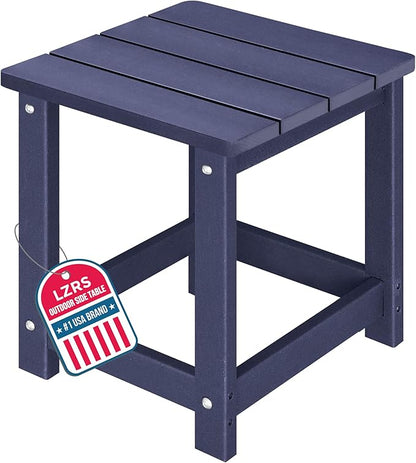 LZRS Adirondack Square Outdoor Side Table for Patio, Pool Composite Patio Table,HDPE End Tables for Backyard,Pool, Indoor Companion, Easy Maintenance & Weather Resistant(Navy Blue)