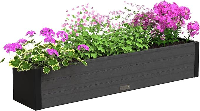 Mayne Vista 4ft Modern Window Box Planter with Panel Design and Drainage Hole