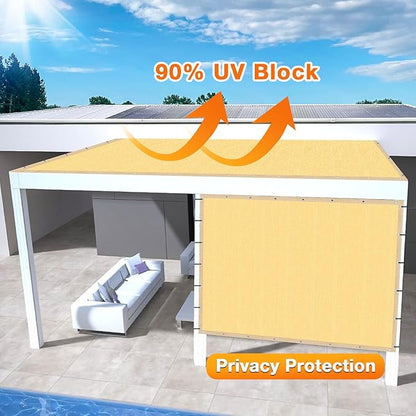Artpuch Outdoor Pergola Shade Cover 17x17 FT Sun Shade Cloth with Grommets Sand 90% UV Protection Canopy Patio Privacy Screen (Customized Available)