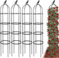 4-Pack 6FT Garden Obelisk Trellis for Climbing Plants,70”Metal Plant Support Tower, Heavy Duty Thickened Tube,Rustproof Black Flower Stand for Vines, Roses, Outdoor & Indoor Use
