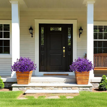 12 Bundles Artificial Pansy Flowers for Outdoor, Faux Silk Pansies Spring Flowers Outside for Planter Front Door Porch Yard Patio Window Box Home Decor (Purple)
