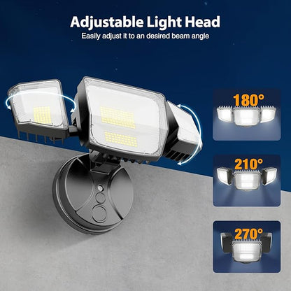 Onforu 90W Flood Lights Outdoor, 10000LM Ultra Bright 4-Head LED Security Light with Switch Control, IP66 Waterproof 6500K Exterior Lights for Yard Garage Patio