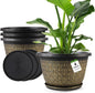 4 Pack 16 Inch Planter,Large Plastic Flower Pots Outdoor Indoor with Drainage Holes & Trays, Retro Antique Imitation Decorative Garden Plant Pots Outdoor for Houseplants