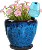 Ceramic Pots for Plant with Self Watering Globes, 6 inch Planters for Indoor Plants with Saucer, Glaze Flower Pots Outdoor with Drainage Holes, Decorative Garden Pots