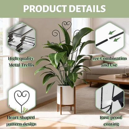 32.6'' Plant Trellis for Potted Climbing Plants Indoor, Rustproof Metal Expandable Plant Supports for Ivy Hoya Monstera Potted Plants,Garden Trellis 2P