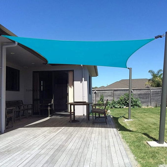 SUNNY GUARD Custom Size 14'x14' Turquoise Blue Sun Shade Sail Rectangle UV Block Shade for Backyard Yard Patio Deck Garden(Customized)