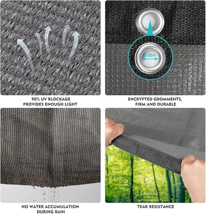 EMERIT 90% Shade Cloth Sun Shade Fabric Privacy Screen Shade Cover for Patio Garden Pergola Shade Cover Canopy with Gromments