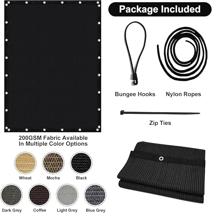 Artpuch 90% Sun Shade Cloth, 4 x 16 FT Pergola Shade Cover Canopy with Grommets, Sun Screen Fabric Tarp for Patio, Outdoor, Garden, Backyard, Black