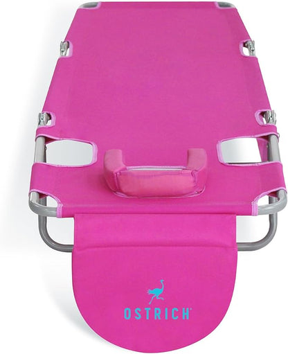 Ostrich Beach Lounge Chair, Folding & Reclining Outdoor Chaise Lounger, Pink - Portable Adjustable Recliner Chair for Lawn, Pool, Patio, Garden, and Yard