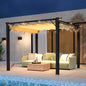 Aoxun 10'x10' Outdoor Pergola, Patio Aluminum Pergola with Upgraded Retractable Canopy, Heavy Duty Metal Pergolas and Gazebos with Adjustable Sun Shade Cover for Modern Backyard, Deck, Garden