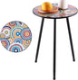 1 Pack Metal Outdoor Side Table Small Outside Round End Table for Patio Modern Accent Garden Corner Table for Small Spaces, Balcony, Porch, Weather-Resistant, Plant Stand Indoor