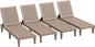 Greesum Outdoor Chaise Lounge Chairs Set of 4 with 5-Position Adjustable Backrest, Waterproof PP Sun Chaise Loungers for Garden Pool Beach Patio Deck Sunbathing, Light Coffee