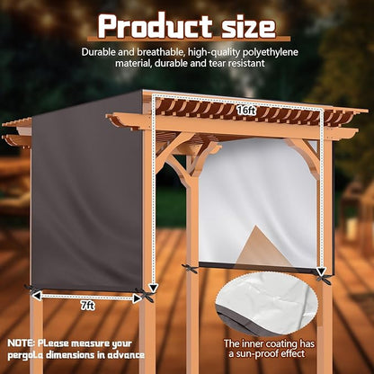 Universal Pergola Replacement Canopy Outdoor Canopy Shade Cover Waterproof Shade Top Cover for Outdoor Patio Porch Backyard(16 x 7 ft,Coffee)