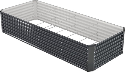 8x2x2FT Galvanized Raised Garden Bed,Galvanized Planter Boxes Outdoor, Large Metal Raised Garden Beds for Vegetables-Grey