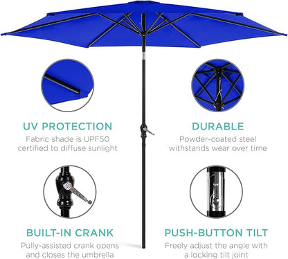 Best Choice Products 10ft Outdoor Table Compatible Steel Polyester Market Patio Umbrella w/Crank and Easy Push Button Tilt