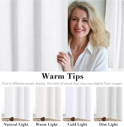 H.VERSAILTEX 100% Blackout Curtains for Bedroom Thermal Insulated Linen Textured Curtains Heat and Full Light Blocking Drapes Living Room Curtains 2 Panel Sets, 42x63 - Inch, Pure White