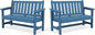 SERWALL HDPE Outdoor Benches Weatherproof, 2-Person Garden Bench with 660 lbs Weight Capacity, Patio Benches for Outdoors, Garden, Porch, Park, Navy, 2 Pack