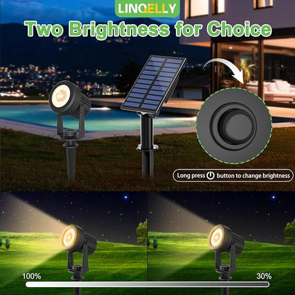 Solar Spotlights Outdoor Waterproof, Warm White Landscape Spotlights, Decorative Solar Spot Lighting for Garden, Yard, Pathway, Lawn, Poolside, Party, 2-in-1 Mounted (Warm White, 1 Pack)