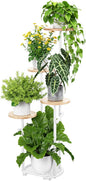 TOSKING 5 Tier Metal Plant Stand Indoor， Plant Shelf, Corner Shelf Flower Pot Stand for Outdoor Plant Stand for Living Room Balcony Garden Patio Bedroom (White and Wood, 42in)