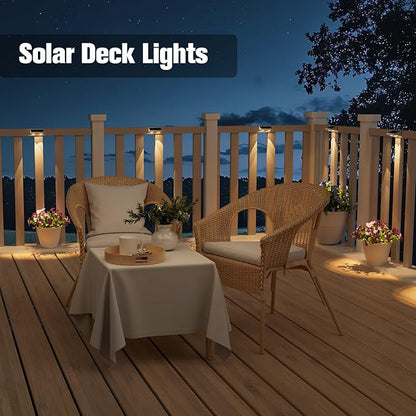 NIORSUN Solar Fence Lights,8 Pack Solars Deck Light,Warm White Color,Outdoor Bulb Waterproof Led IP65,Power Patio Lamp with Lenses for Outside/Backyard/Railing/Yard（White）