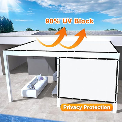 Artpuch Outdoor Pergola Shade Cover 8' X 16' Sun Shade Cloth with Grommets, 90% UV Protection Canopy Patio Privacy Screen (Customized Available) GN107, White