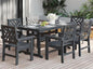 7-Piece Outdoor Dining Set, HDPE All-Weather Patio Table and Chairs Set for 6, Outdoor Patio Furniture Sets with Umbrella Hole for Outside, Deck, Backyard, Garden (Black)