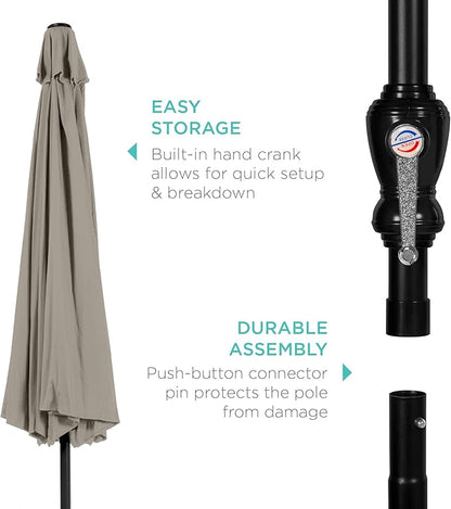 Best Choice Products 10ft Outdoor Table Compatible Steel Polyester Market Patio Umbrella w/Crank and Easy Push Button Tilt