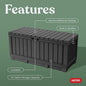 Deck Box 92 Gallon Resin Lockable Storage Bench, Dark Grey