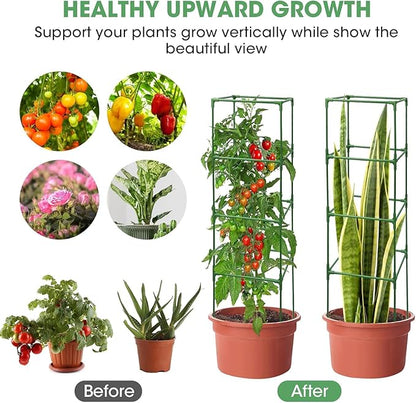 MQUPIN Tomato Cages,3 Packs Square Tomato Cage for Garden Plant Support,41 * 15 * 15in Heavy Duty Steel Plant Tower Stakes Trellis for Climbing Vegetables Flowers Fruits