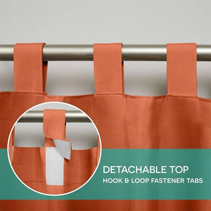 Exclusive Home Cabana Solid Indoor/Outdoor Light Filtering Hook-and-Loop Tab Top Curtain Panel Pair, 54"x84", Mecca Orange