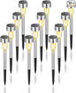 GIGALUMI Solar Lights Outdoor Waterproof, 12 Pack, Stainless Steel LED Solar Garden Lights for Patio, Lawn, Yard and Landscape, Garden Decor Patio Decor,Warm White