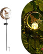 Solar Lights Garden Decorations Outdoor-Moon Fairy Lights with Crackle Glass Globe,Lawn Decorative Lights Waterproof Warm White LED, Decoration for Pathway Lawn Patio Courtyard Backyard(Moon Elf)