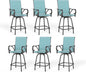 PHI VILLA Outdoor Bar Stools Set of 6, Swivel Patio Bar Stools & Chairs, High Top Bar Seating for Outside, Balcony，Porch and Backyard, Teal
