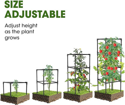 3 Pack Tomato Cages, Square Tomato Plant Stakes Support Cages Trellis for Garden Climbing Vegetables Flowers Fruits,Extra Bold,Black