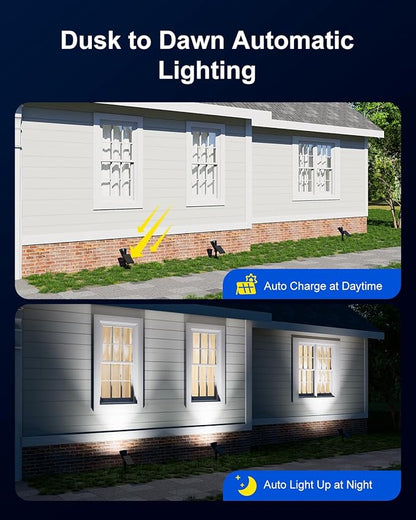 Solar Spot Lights Outdoor Waterproof for Flag, Palm Tree, Pole, Sign, Statue, Mailbox, Bright LED Outside Landscape Flood Spotlights for Accent Uplighting Yard, Garden, House, Backyard, Patio