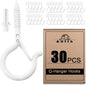ADIIL 30 PCS Q Hanger Hooks with Safety Buckle, Windproof Screw Hooks for Hanging Outdoor String Lights, Plants, Christmas Patio Lights, 2.2 Inches, White