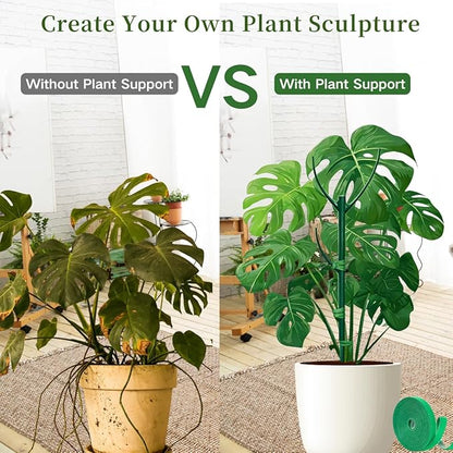 5 Pack Stackable Plant Support Stakes, 38inch Climbing Plant Sticks Structures for Monstera with Garden Ties, Durable Alternative to Moss Pole for Indoor Outdoor Plants