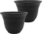The HC Companies Sierra Round Self-Watering Pot - Lightweight Plastic Planter for Herbs & More - Durable Plant Pots for Indoor Plants & Outdoor Plants (10” Black Onyx, Pack of 2)